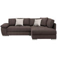 ECKSOFA in Webstoff Dunkelbraun  - Chromfarben/Dunkelbraun, Design, Kunststoff/Textil (276/212cm) - Carryhome