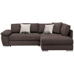 ECKSOFA in Webstoff Dunkelbraun  - Chromfarben/Dunkelbraun, Design, Kunststoff/Textil (276/212cm) - Carryhome