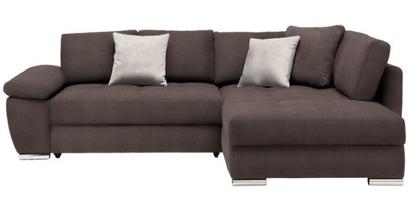 ECKSOFA in Webstoff Dunkelbraun  - Chromfarben/Dunkelbraun, Design, Kunststoff/Textil (276/212cm) - Carryhome