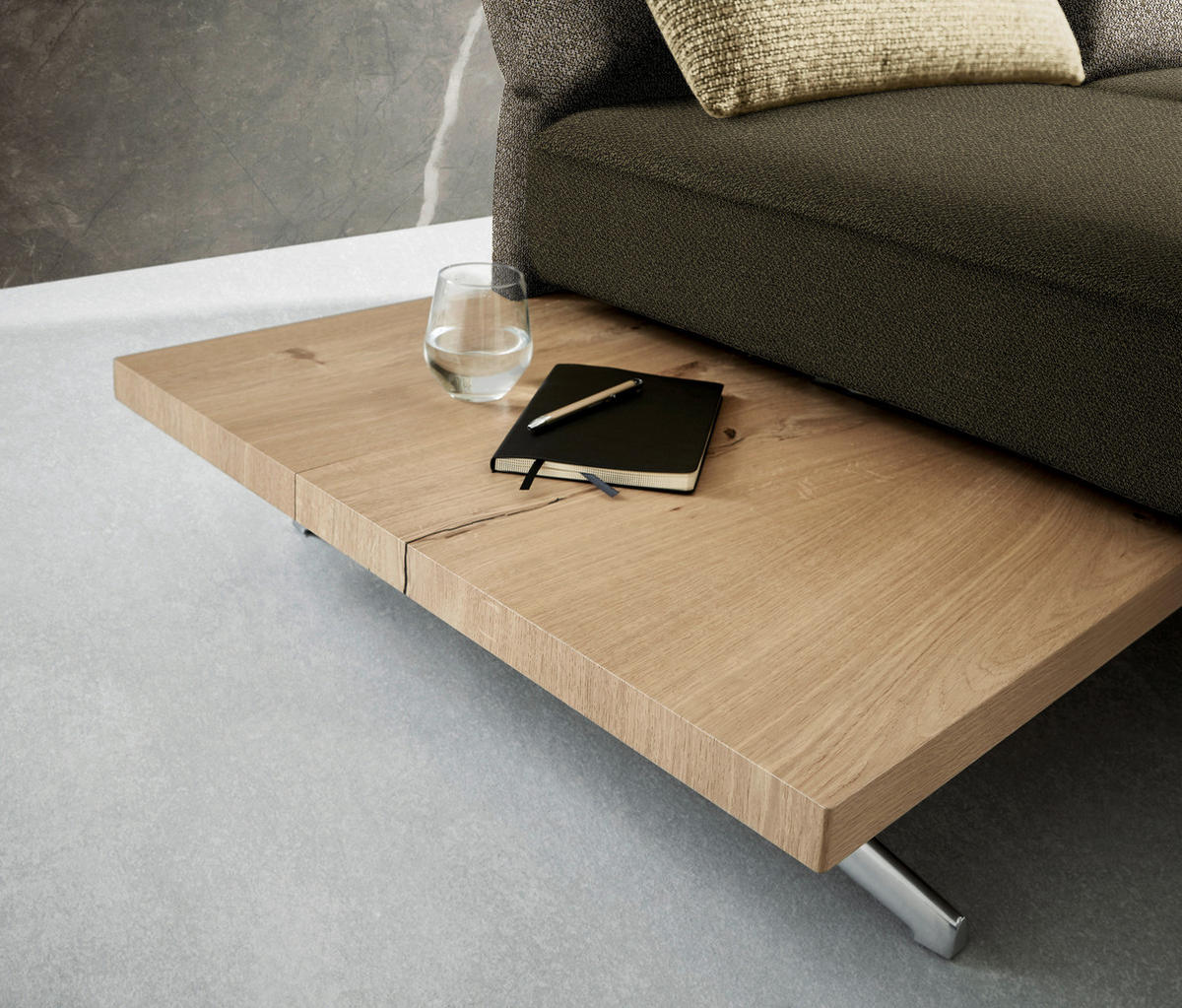 ECKSOFA in Flachgewebe Grün, Olivgrün  240/132 cm  - Chromfarben/Olivgrün, Design, Holz/Textil (240/132cm) - Koinor