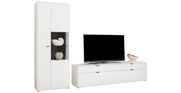 WOHNWAND  in Weiß  303/206/45 cm  - Schwarz/Weiß, Design, Glas/Keramik (303/206/45cm) - Dieter Knoll