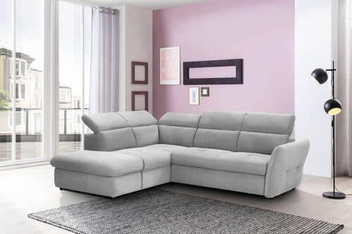 ECKSOFA in Webstoff Hellgrau  224/254 cm  - Hellgrau/Schwarz, Design, Kunststoff/Textil (224/254cm) - Stylife