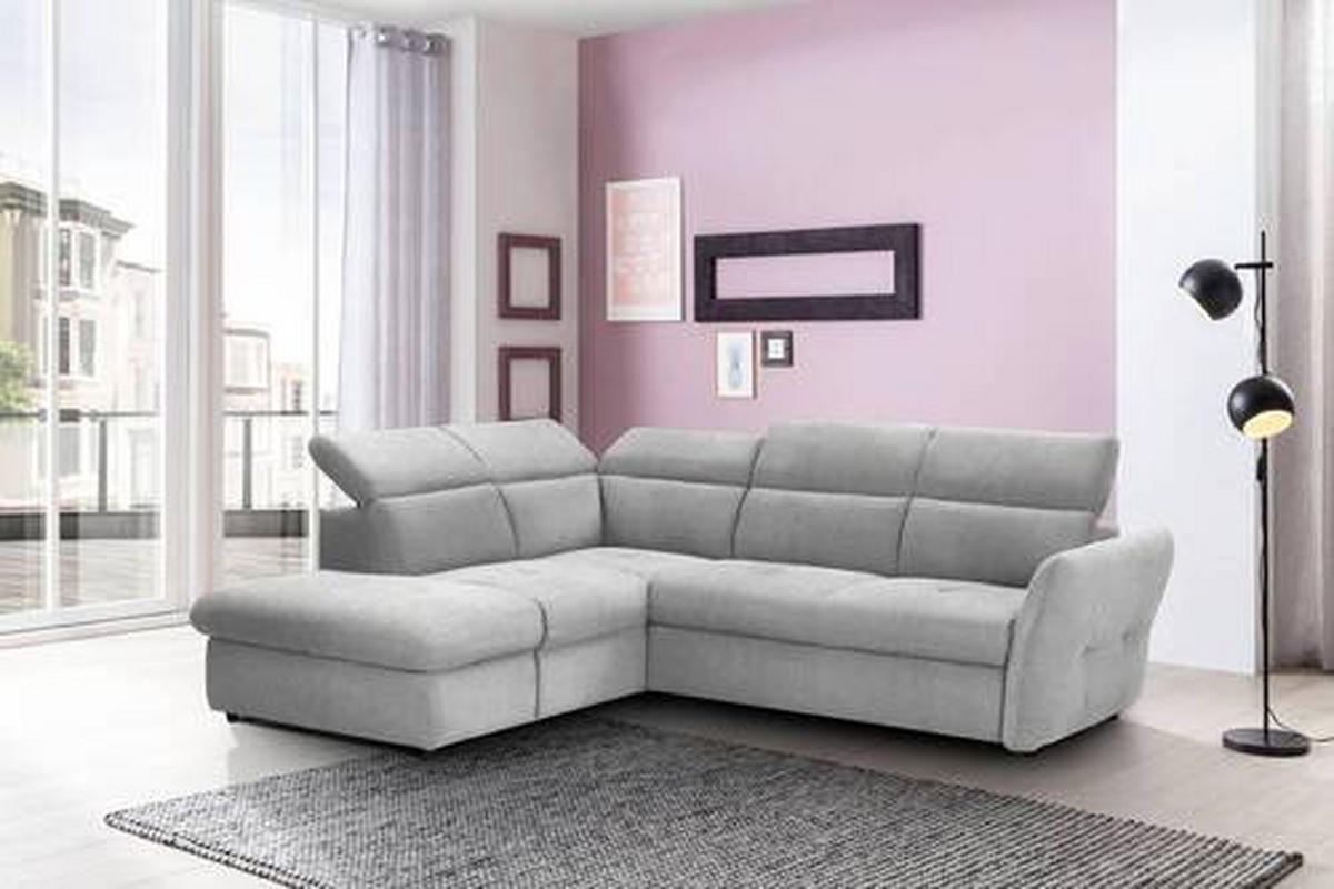 ECKSOFA in Webstoff Hellgrau  224/254 cm  - Hellgrau/Schwarz, Design, Kunststoff/Textil (224/254cm) - Stylife