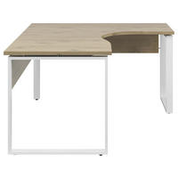 ECKSCHREIBTISCH 160/140/77,8 cm Eichefarben, Weiß  - Eichefarben/Weiß, KONVENTIONELL, Holzwerkstoff/Metall (160/140/77,8cm) - Voleo