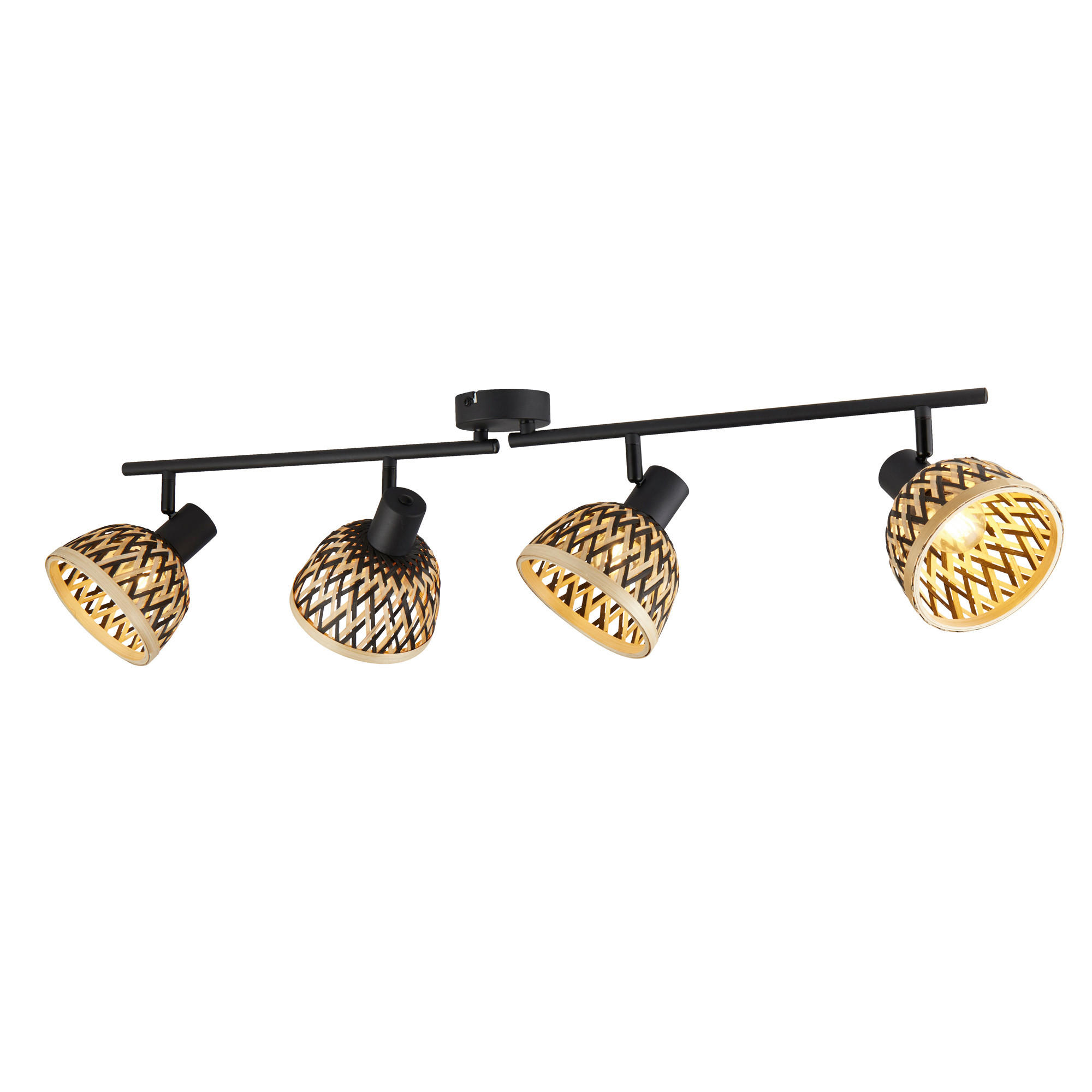 DECKENSTRAHLER 13/17/94 cm   - Schwarz/Braun, KONVENTIONELL, Holz/Metall (13/17/94cm)