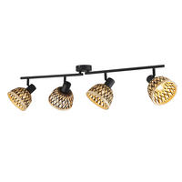 DECKENSTRAHLER 13/17/94 cm   - Schwarz/Braun, KONVENTIONELL, Holz/Metall (13/17/94cm)