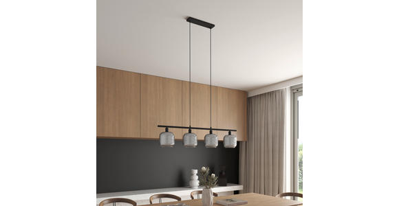 HÄNGELEUCHTE Asellus 100/15/150 cm  - Schwarz/Weiß, Basics, Glas/Metall (100/15/150cm) - Novel