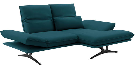 ECKSOFA in Echtleder Petrol  - Petrol/Schwarz, Design, Leder/Metall (210/130cm) - Dieter Knoll