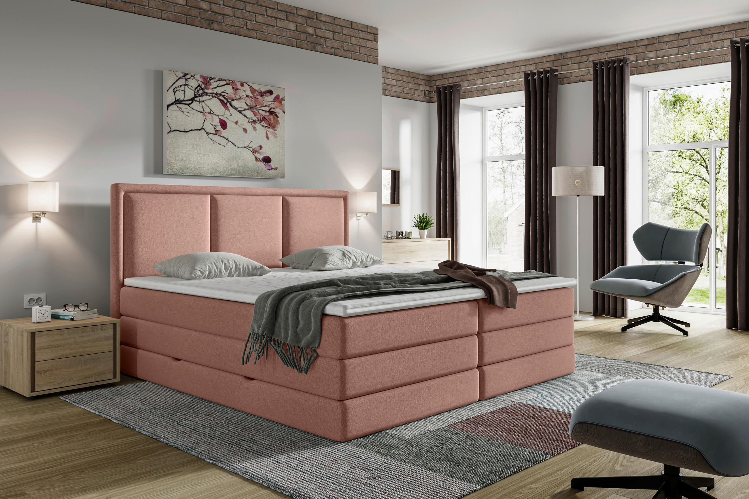 Mid.you Boxspringbett Altrosa 200x220 cm