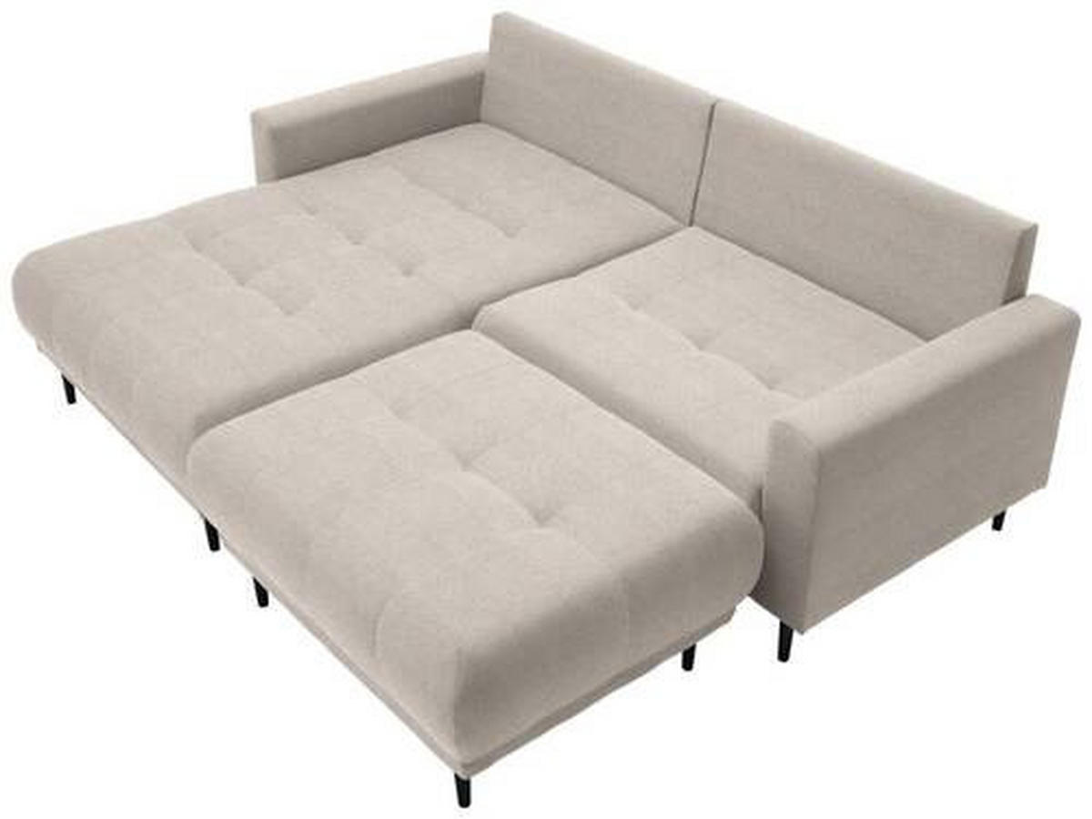ECKSOFA in Flachgewebe Beige  160/215 cm  - Beige/Schwarz, Design, Holz/Textil (160/215cm) - Stylife