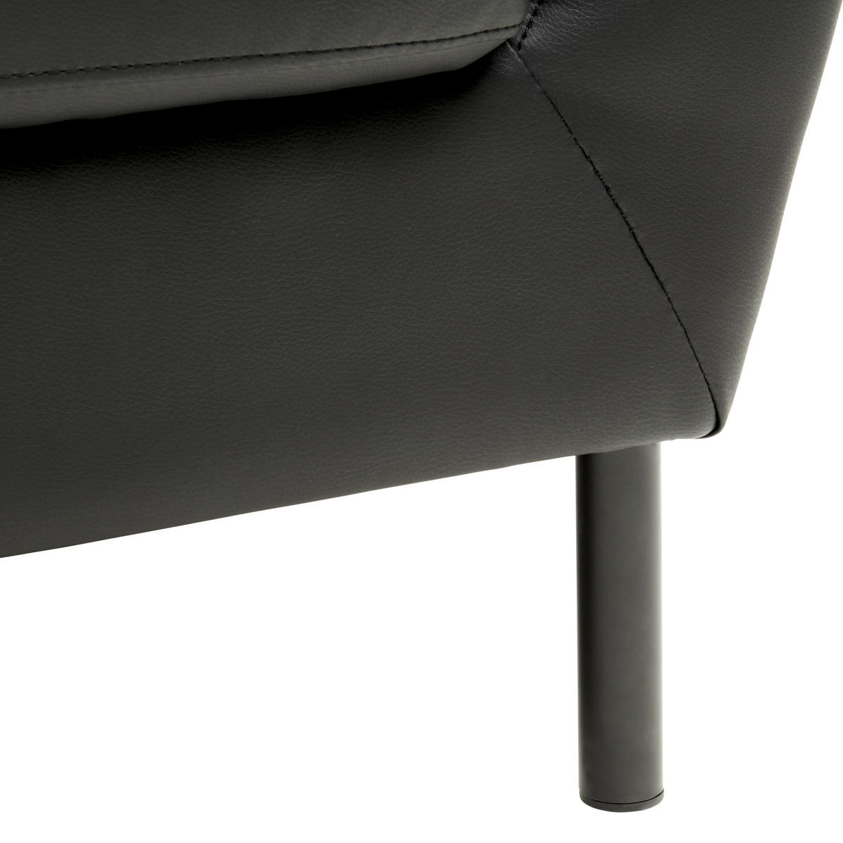 2-SITZER-SOFA Lederlook, Lederlook (vegan) Schwarz  - Schwarz, Design, Textil/Metall (150/78/84cm) - MID.YOU