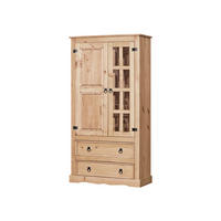 VITRINE  in massiv Kiefer Honig  - Klar/Schwarz, Natur, Glas/Holz (100/190/41cm) - Livetastic