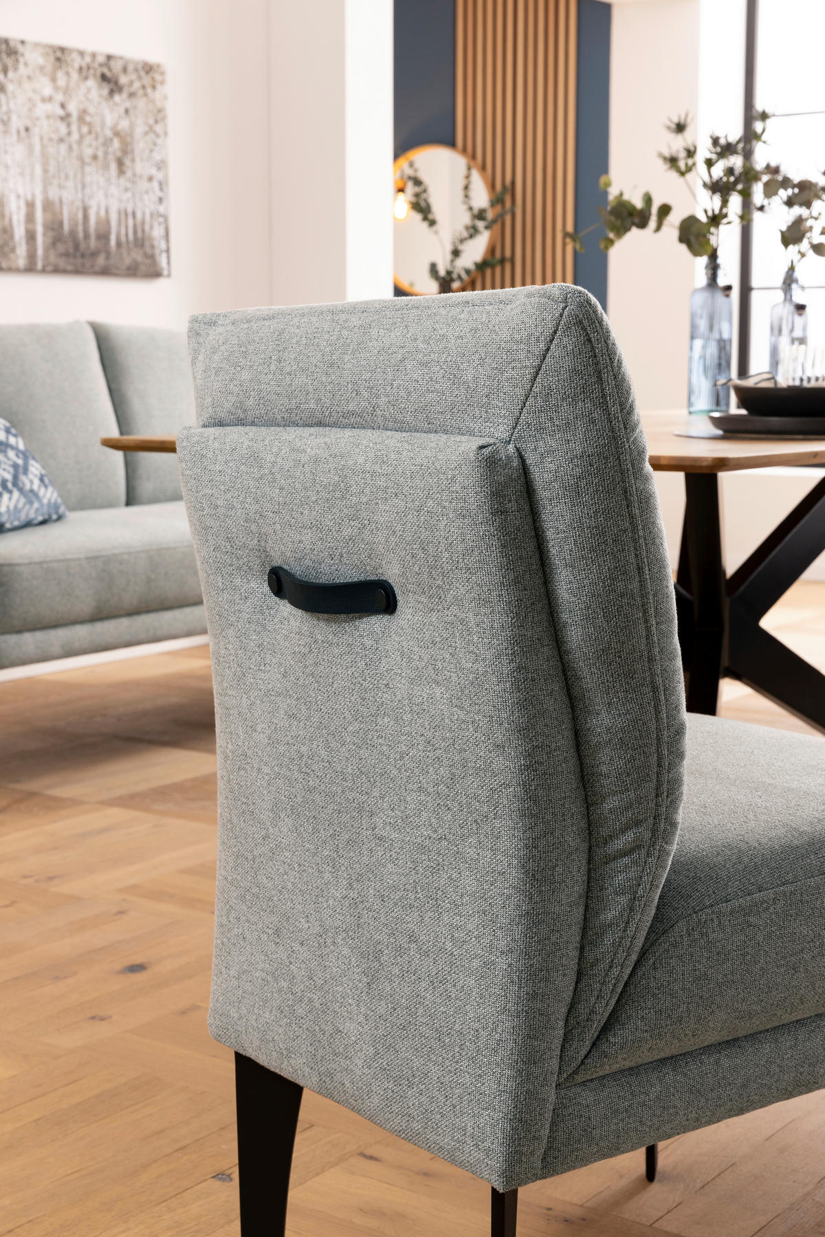 STUHL  in Flachgewebe Textil  - Schwarz/Grau, Design, Textil/Metall (53/92/64cm) - Moderano