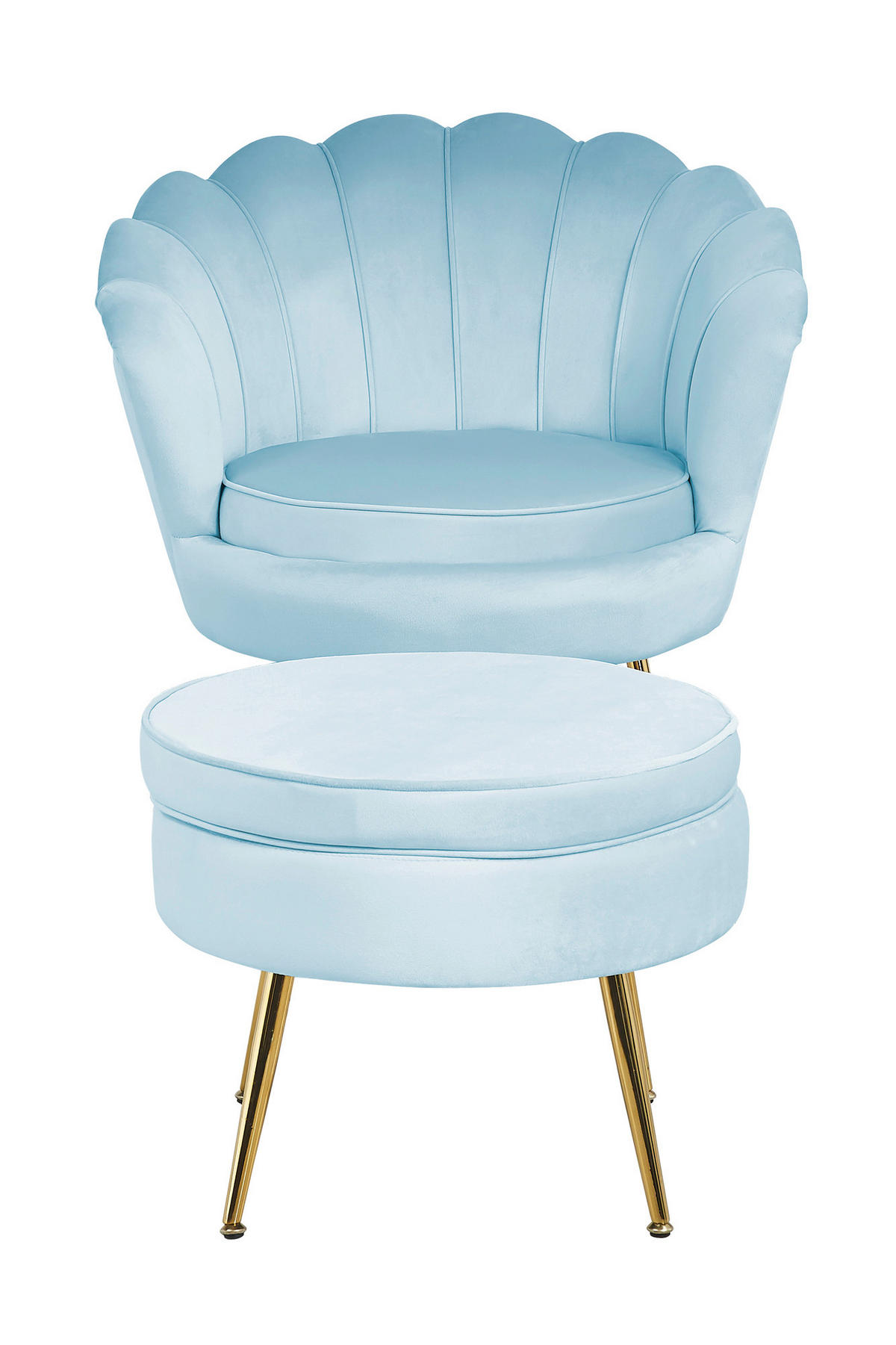 SESSEL in Samt Hellgrau  - Goldfarben/Hellgrau, MODERN, Textil/Metall (76/78/76cm) - Livetastic