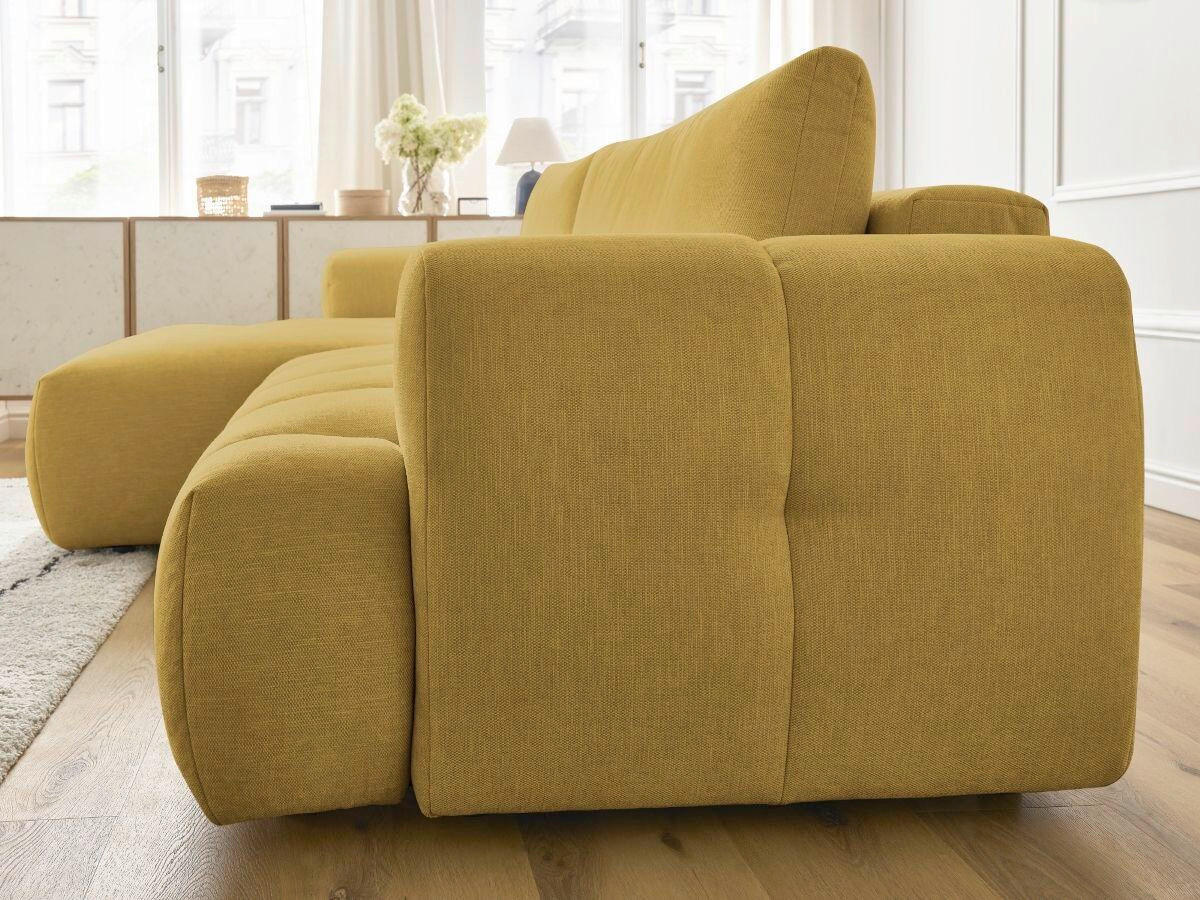 ECKSCHLAFSOFA FUJI Leinenoptik Gelb  inkl.  - Gelb/Schwarz, MODERN, Kunststoff/Textil (160/292cm)
