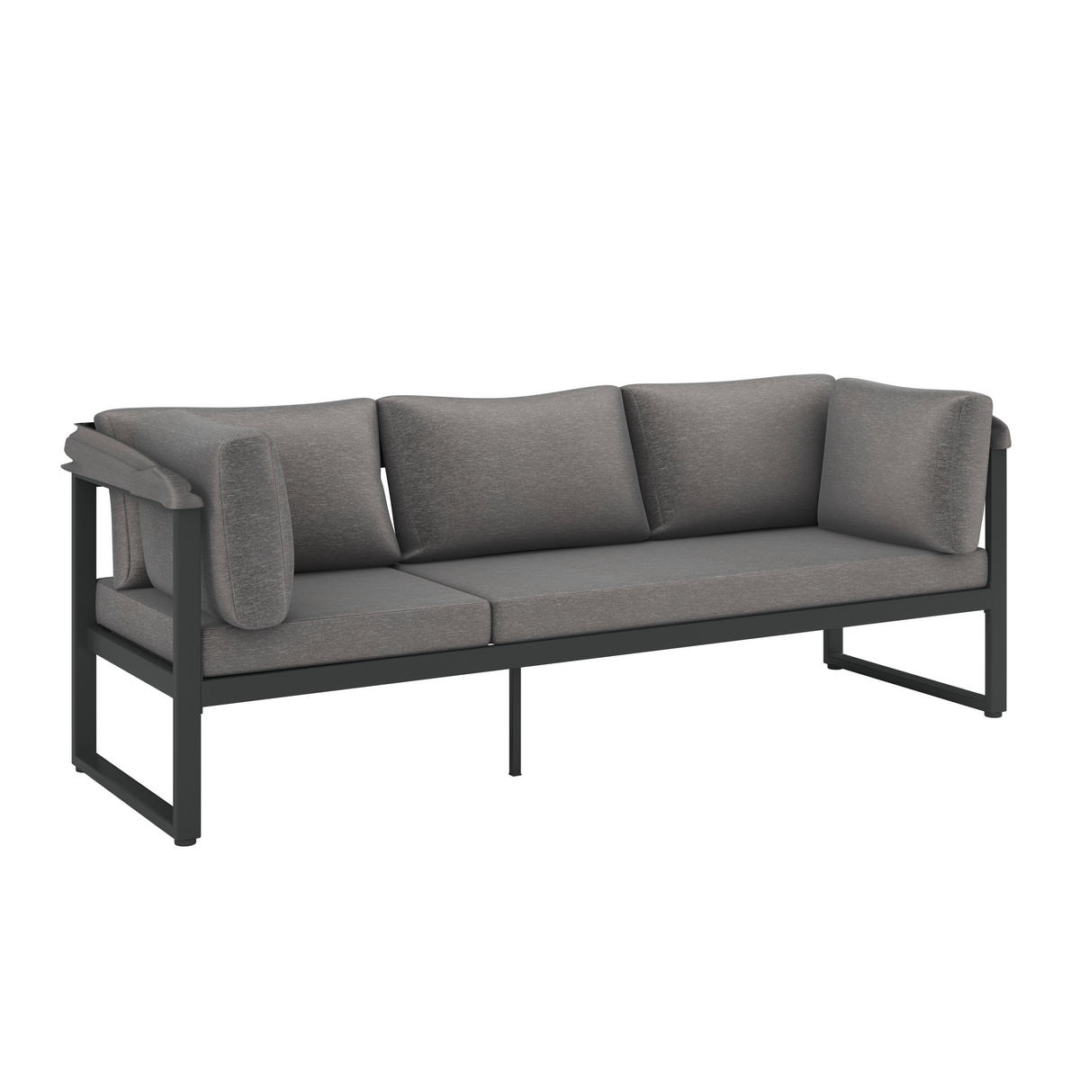 JEDÁLENSKÁ TERASOVÁ SÚPRAVA 4-dielne, kov, sklo, textil - sivá/antracitová, Modern, kov/textil (213/67/70cm) - Ambia Garden