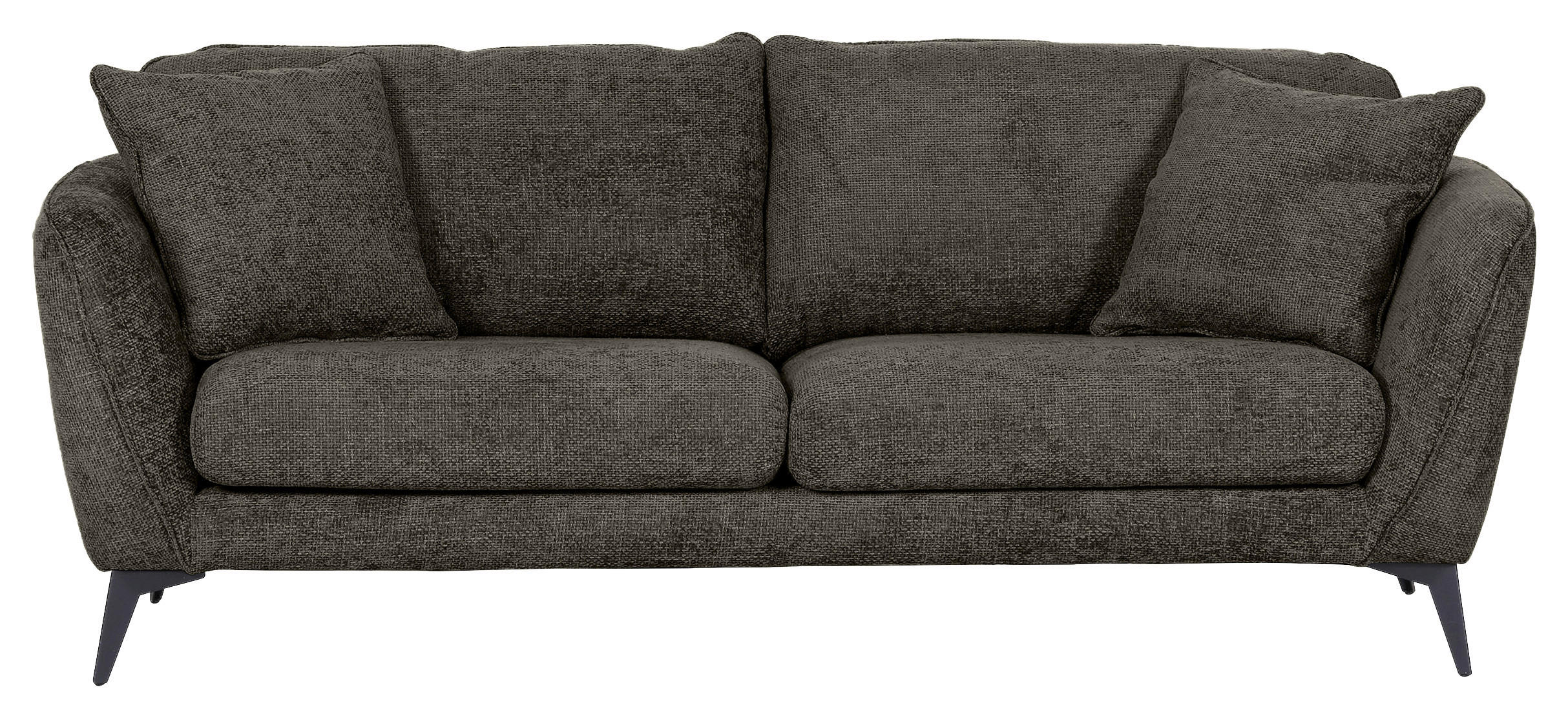 BIGSOFA in Chenille Dunkelgrau  - Dunkelgrau/Schwarz, Konventionell, Textil/Metall (215/70/98cm) - Carryhome