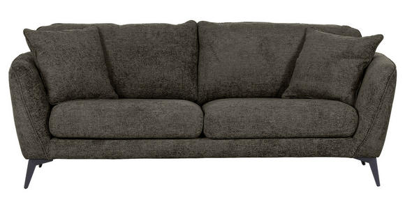 BIGSOFA in Chenille Dunkelgrau  - Dunkelgrau/Schwarz, KONVENTIONELL, Textil/Metall (215/70/98cm) - Carryhome