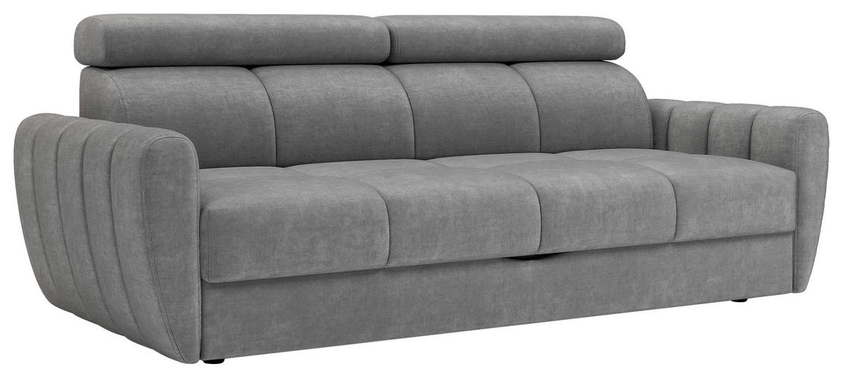 SCHLAFSOFA Flachgewebe Grau  - Schwarz/Grau, KONVENTIONELL, Textil/Metall (227/86-100/99cm) - Milino