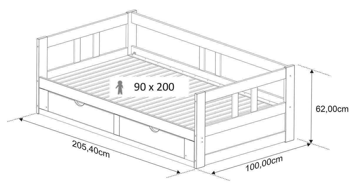 KIHÚZHATÓ ÁGY 90/200 cm  natúr színű  - natúr színű, Modern, műanyag/faalapú anyag (90/200cm) - MID.YOU