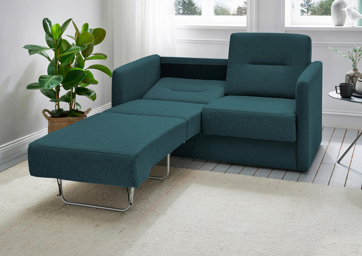 SCHLAFSOFA in Mikrofaser Blau  - Blau/Schwarz, KONVENTIONELL, Kunststoff/Textil (147/89/87cm) - Livetastic