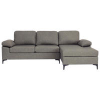 ECKSOFA in Lederlook Grau  - Schwarz/Grau, Konventionell, Kunststoff/Textil (262/135cm) - MID.YOU