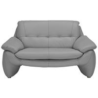 2-SITZER-SOFA Grau Echtleder  - Silberfarben/Grau, KONVENTIONELL, Leder/Metall (154/86/91cm) - Celina Home