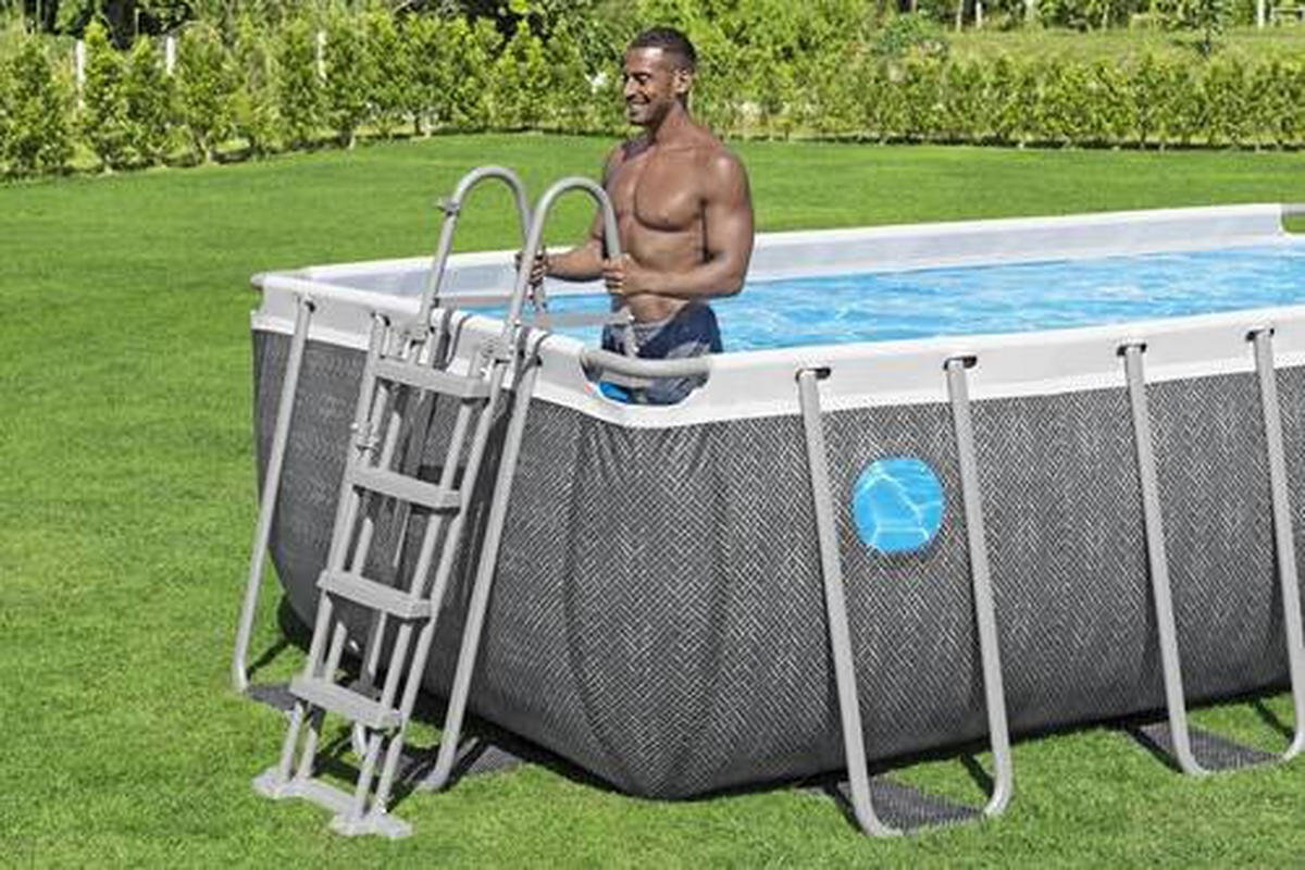 POOL  - Dunkelgrau/Hellblau, KONVENTIONELL, Kunststoff/Metall (488/122/244cm) - Bestway