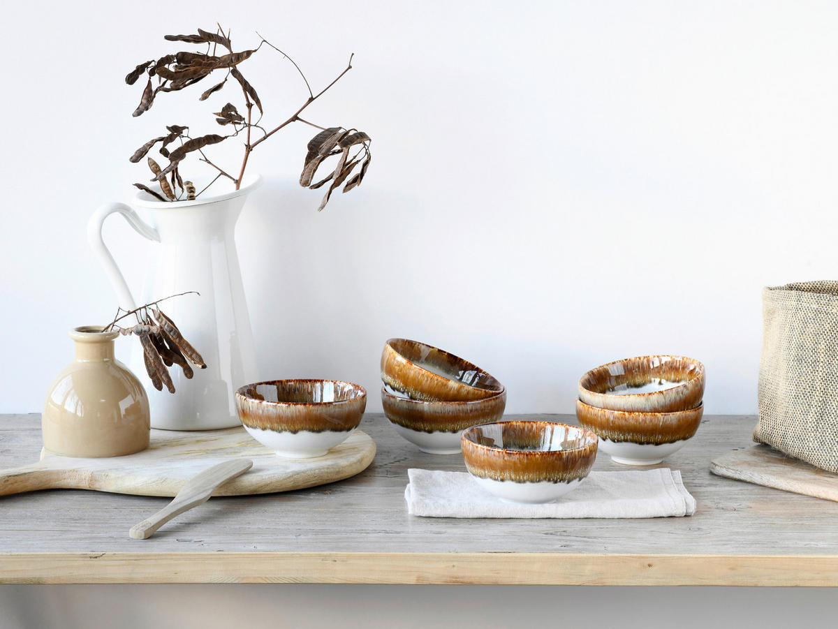 DIPSCHALENSET  - Weiß/Bronzefarben, Design, Keramik - Creatable
