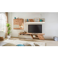 WOHNWAND Sonia  in Schlammfarben, Eichefarben  297/185/54 cm  - Schlammfarben/Eichefarben, Natur, Glas/Holz (297/185/54cm) - Valnatura