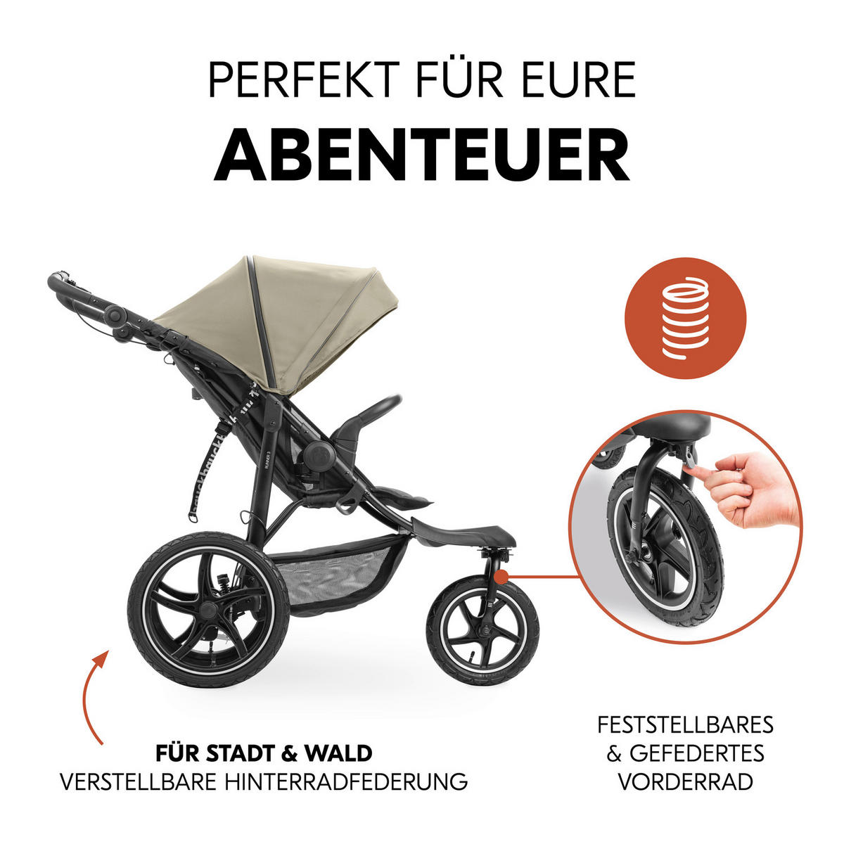 JOGGER Runner 3  - Schwarz/Olivgrün, Basics, Kunststoff/Textil (62/107/116null) - Hauck
