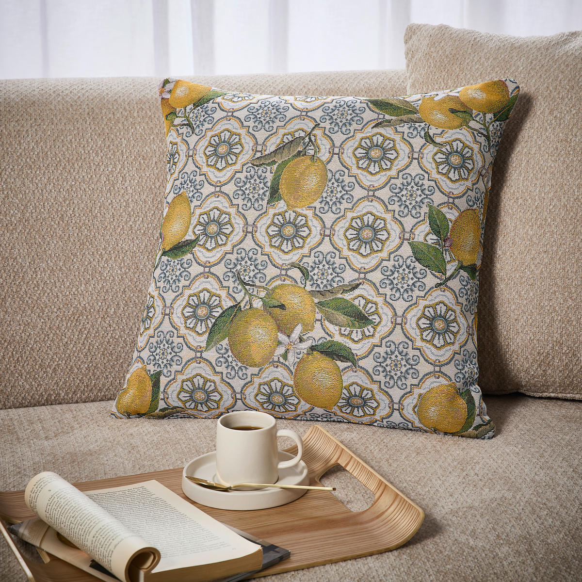 KISSENHÜLLE ZITRONE 45/45 cm  - Multicolor, KONVENTIONELL, Textil (45/45cm) - Esposa