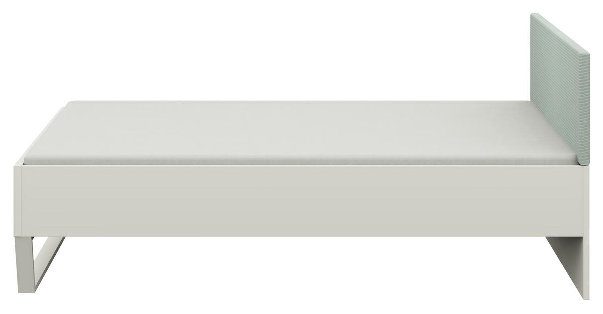 BETT 120/200 cm  in Weiss, Salbeigrün   - Weiss/Salbeigrün, Design, Holzwerkstoff/Textil (120/200cm) - Cantus