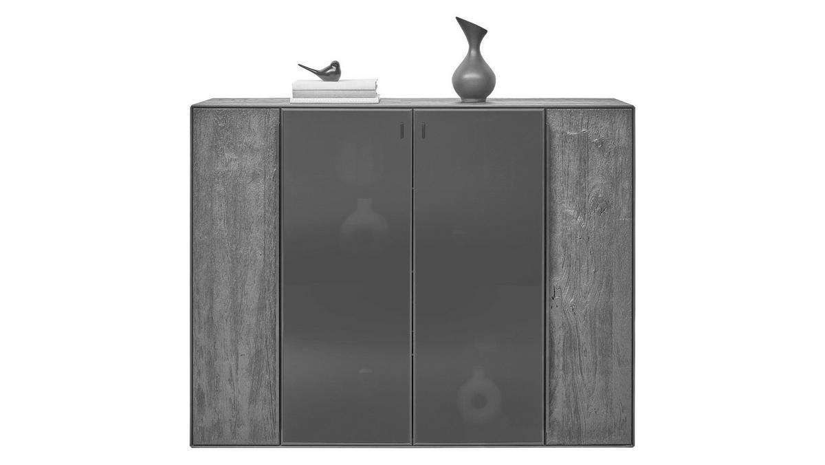 SIDEBOARD Schwarz, Eichefarben  152/119,1/39,5 cm  - Eichefarben/Anthrazit, Natur, Glas/Holz (152/119,1/39,5cm) - Valnatura