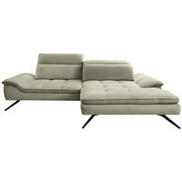 ECKSOFA in Webstoff Salbeigrün  288/179-202 cm  - Salbeigrün/Schwarz, Design, Textil/Metall (288/179-202cm) - Stylife