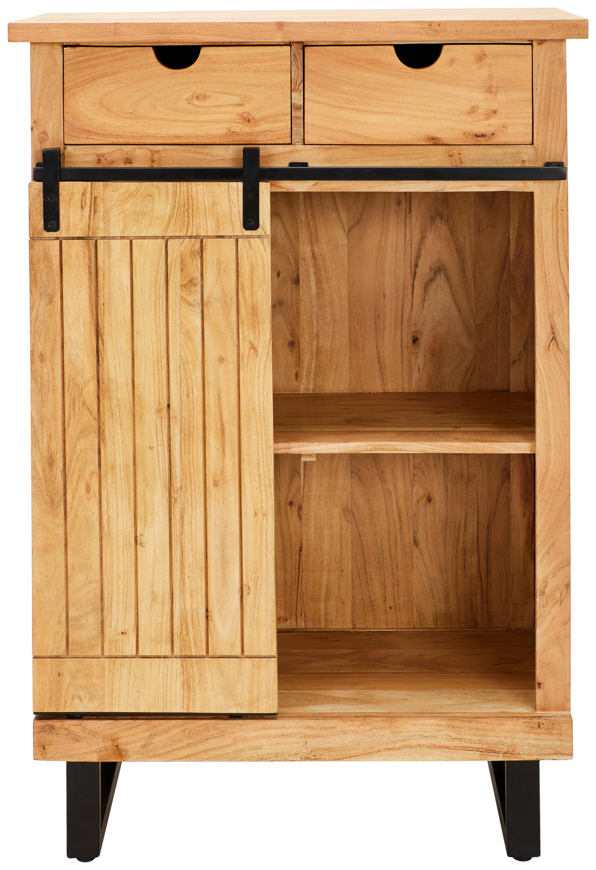 HIGHBOARD Juba  in 85/125/40 cm  - Schwarz/Naturfarben, Natur, Holz/Metall (85/125/40cm) - Livetastic
