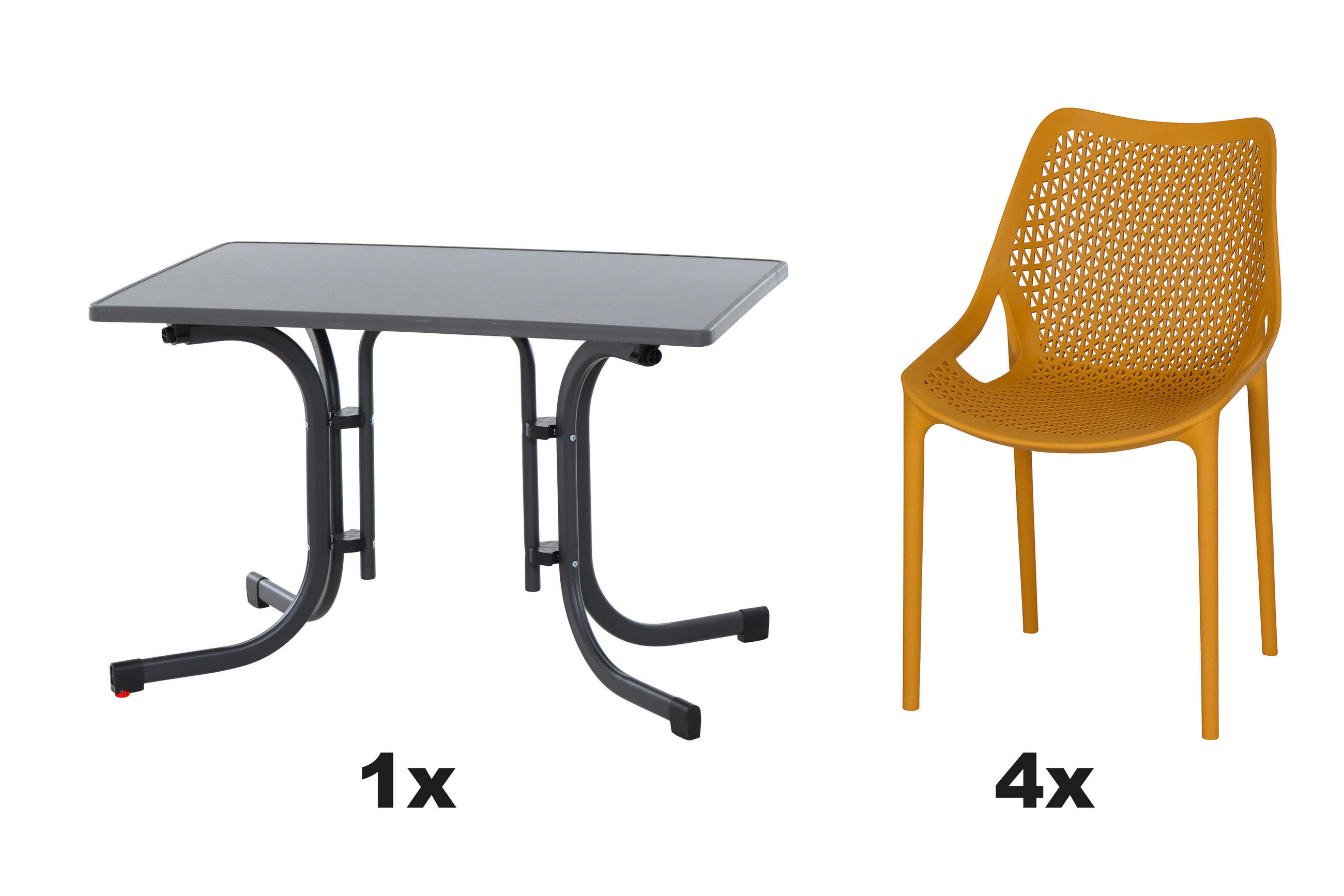 GARTENGARNITUR 5-teilig Stahl  - Anthrazit/Senfgelb, Basics, Kunststoff/Metall (70/81/110cm) - Siena Garden