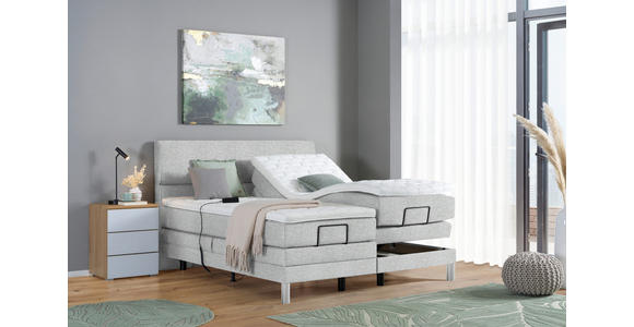 BOXSPRINGBETT 180/200 cm in Hellgrau - Chromfarben/Hellgrau, KONVENTIONELL, Kunststoff/Textil (180/200cm) - Voleo