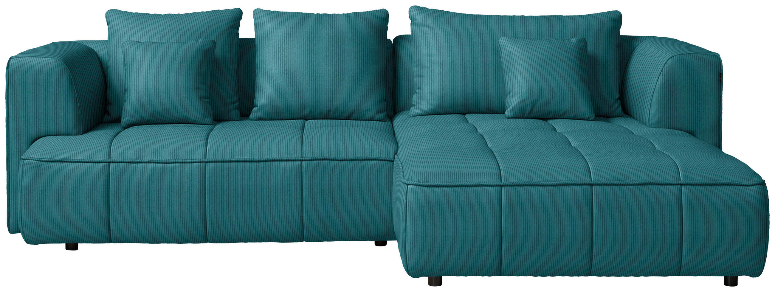 ECKSOFA Feincord Petrol  - Petrol/Schwarz, Design, Kunststoff/Textil (288/188cm) - Welnova