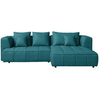 ECKSOFA Feincord Petrol  - Petrol/Schwarz, Design, Kunststoff/Textil (288/188cm) - Welnova