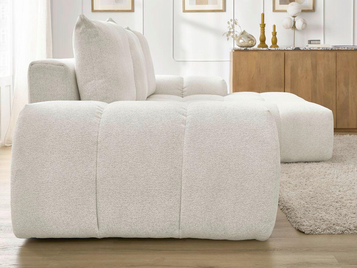 ECKSCHLAFSOFA EVEREST  mit Rücken echt, Armteil links, Armteil rechts Flachgewebe Weiß  - Schwarz/Weiß, MODERN, Kunststoff/Textil (318/180cm) - Livetastic