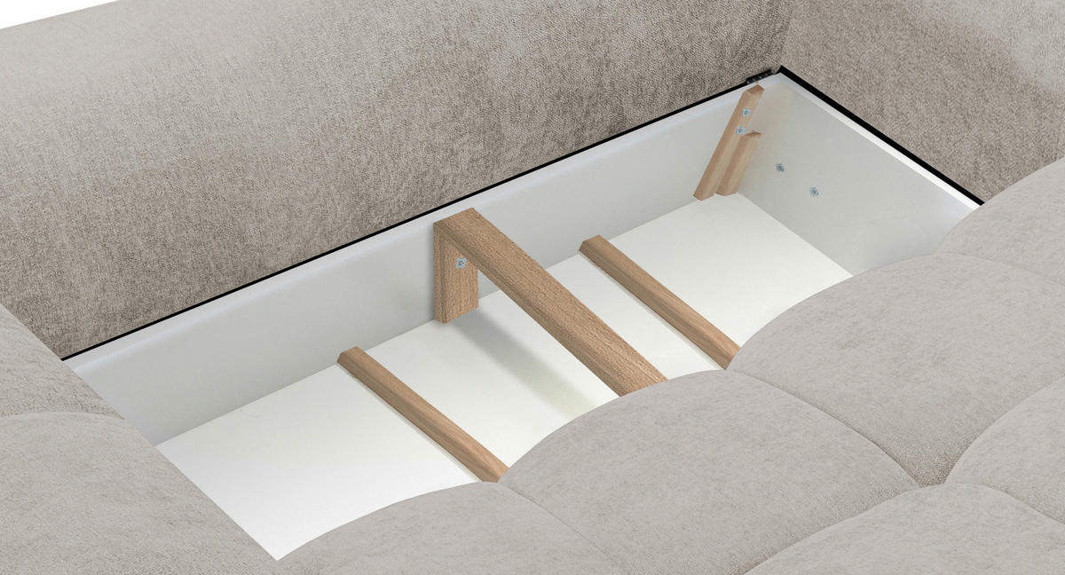 SCHLAFSOFA  in Flachgewebe Beige  - Champagner/Beige, MODERN, Holzwerkstoff/Kunststoff (254/69-93/116cm) - Livetastic