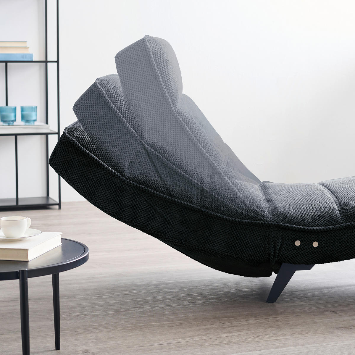 RELAXLIEGE in Webstoff Schwarz  - Schwarz, Design, Textil/Metall (75/158-178/58-86cm) - Welnova