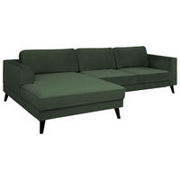 ECKSOFA in Velours Dunkelgrün  - Wengefarben/Dunkelgrün, Modern, Holz/Textil (167/277cm) - Trendmanufaktur
