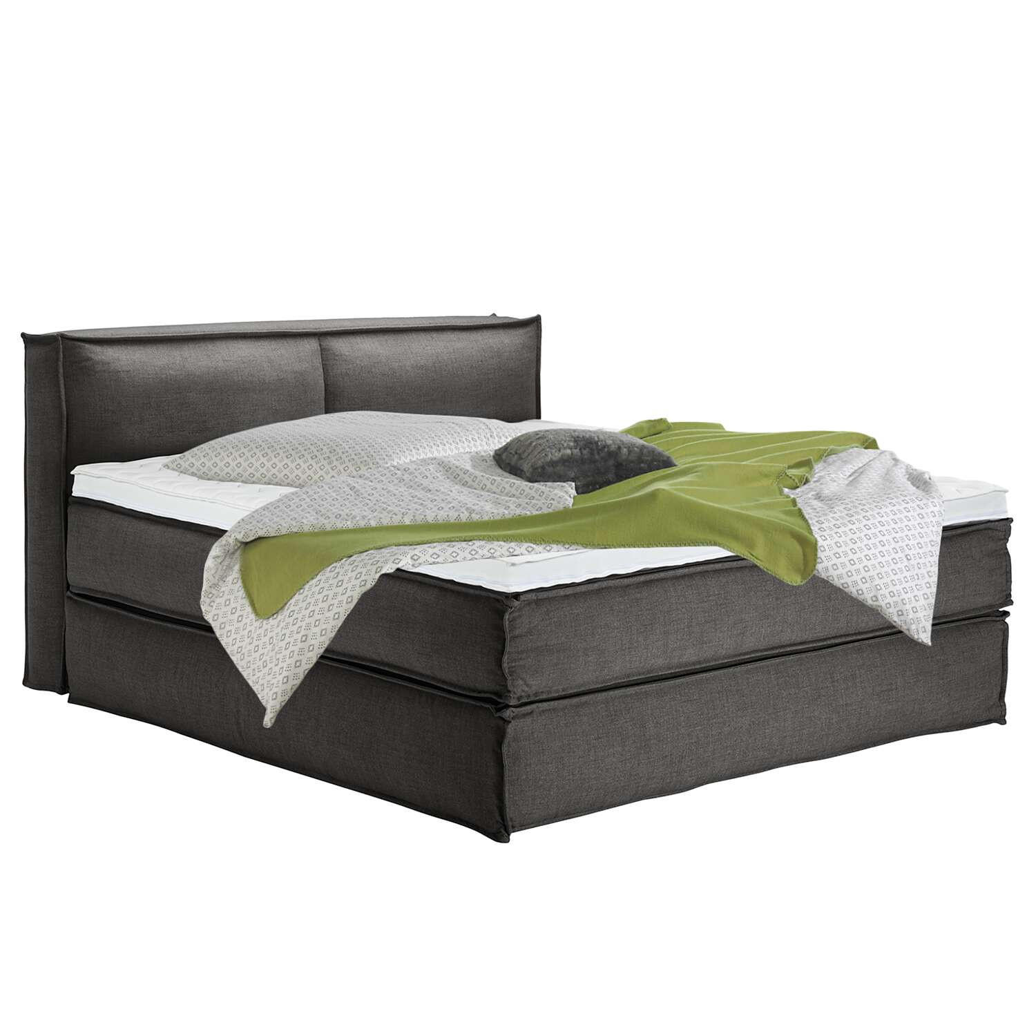 BOXSPRINGBETT 180/220 cm  in Anthrazit  - Anthrazit/Schwarz, Design, Textil (180/220cm) - home24