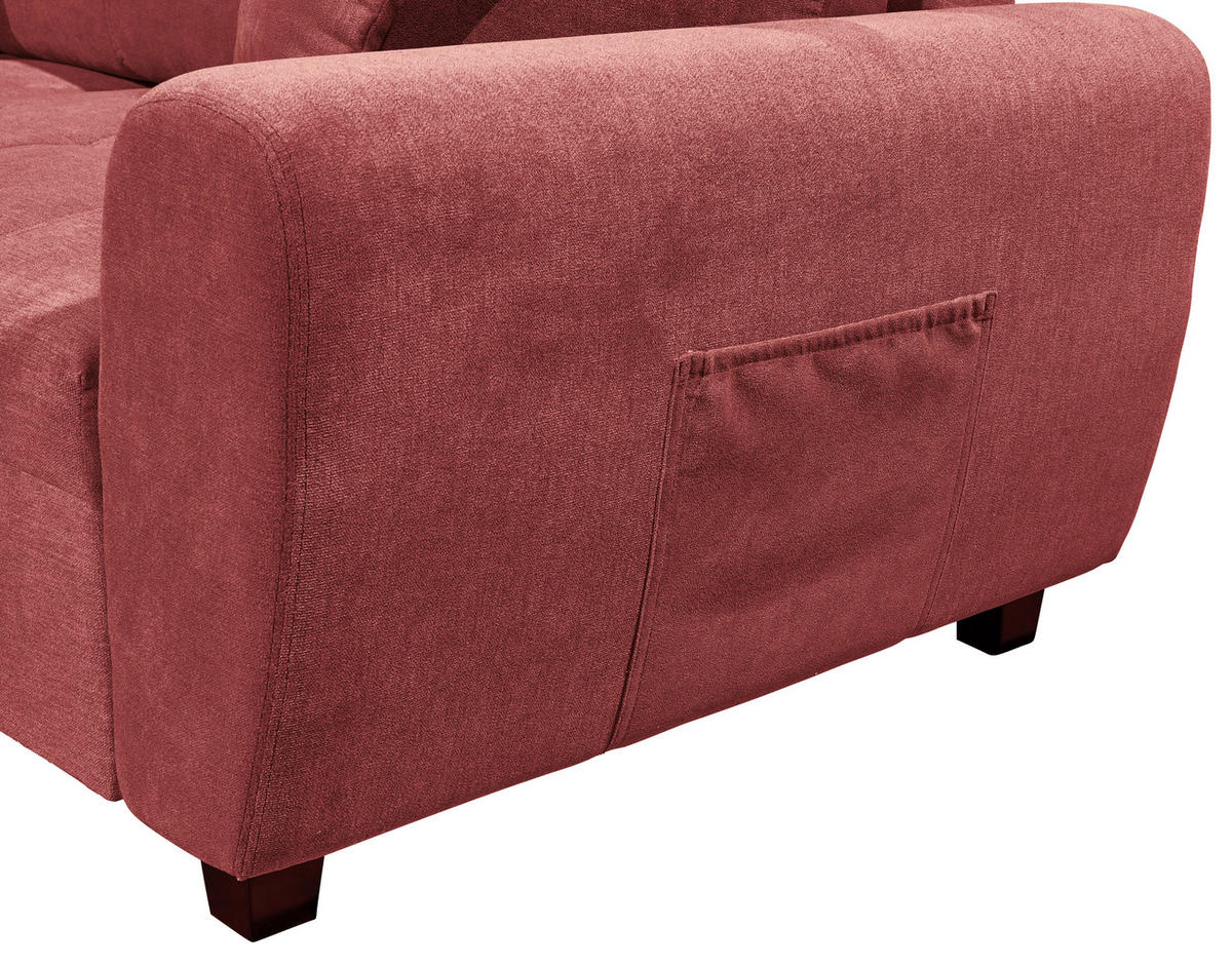 ECKSOFA inkl. Hocker Beere Mikrovelours  - Beere/Schwarz, Basics, Kunststoff/Textil (176/248cm) - MID.YOU