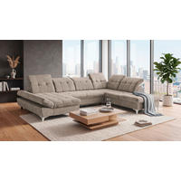 WOHNLANDSCHAFT Mikrovelours Beige  - Kaschmir/Beige, Modern, Kunststoff/Textil (169/348/245cm) - MID.YOU