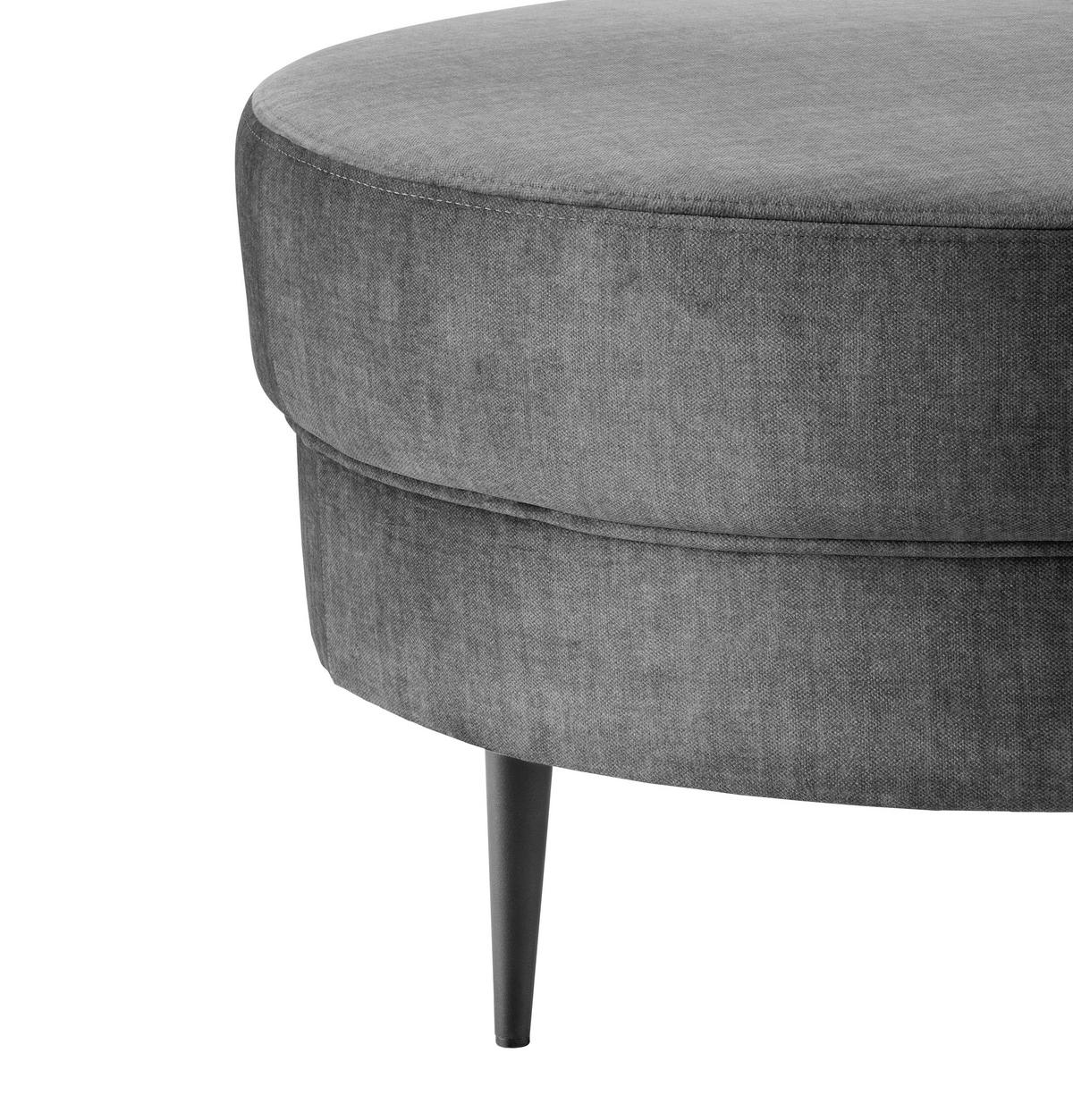 OTTOMANE Velours Grau  - Schwarz/Grau, MODERN, Textil/Metall (211/85/102cm) - Livetastic