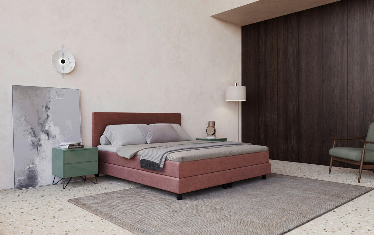 BOXBETT 180/200 cm  in Rosa  - Schwarz/Rosa, MODERN, Holzwerkstoff/Textil (180/200cm) - MID.YOU