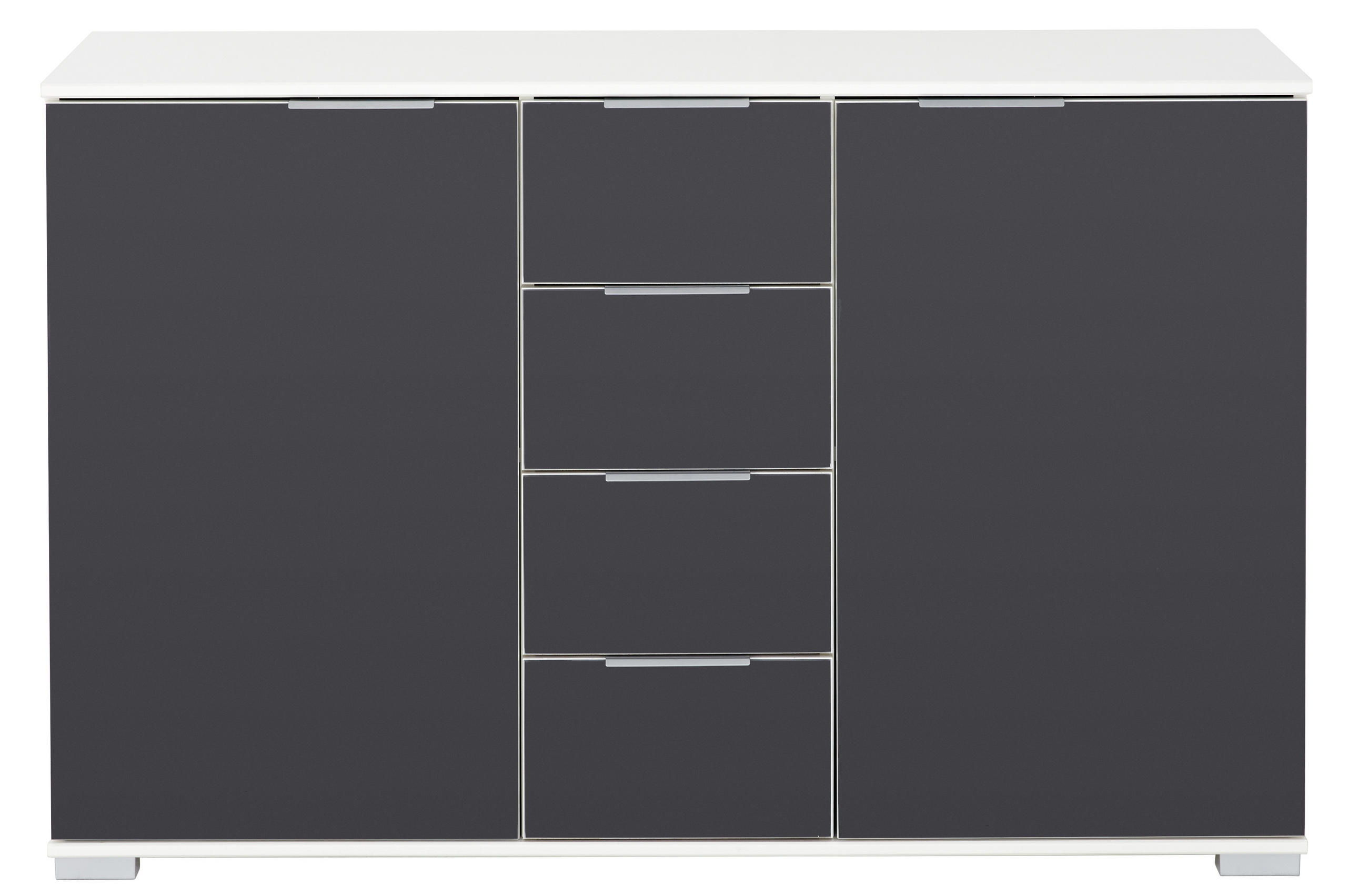 KOMMODE  in 130/83/41 cm  - Alufarben/Grau, Design, Glas/Holzwerkstoff (130/83/41cm) - Livetastic
